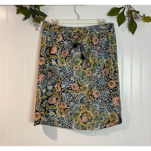 Loft Womens Floral Print Elastic Waist Skirt With Tie Detail M - Picture 12 of 12